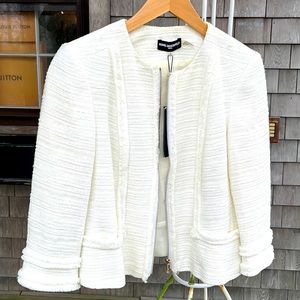 Karl Lagerfeld Paris white zip bolero jacket NWT 6 S